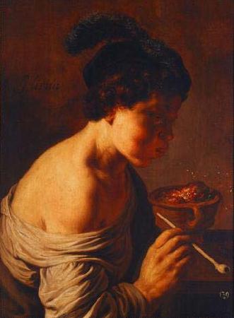 Jan lievens A youth blowing on coals. China oil painting art